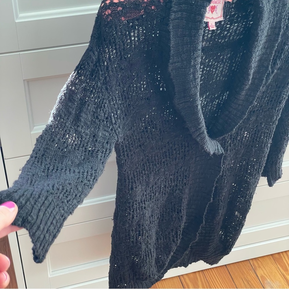 PINK Republic Women's Black Open-Knit Sweater - Picture 3 of 6